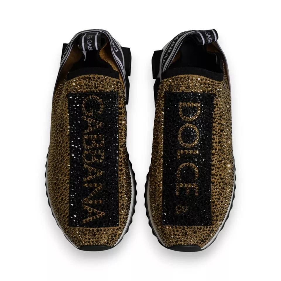 Dolce & Gabbana Gold Strass Sorrento Turnschuhe Schuhe-4