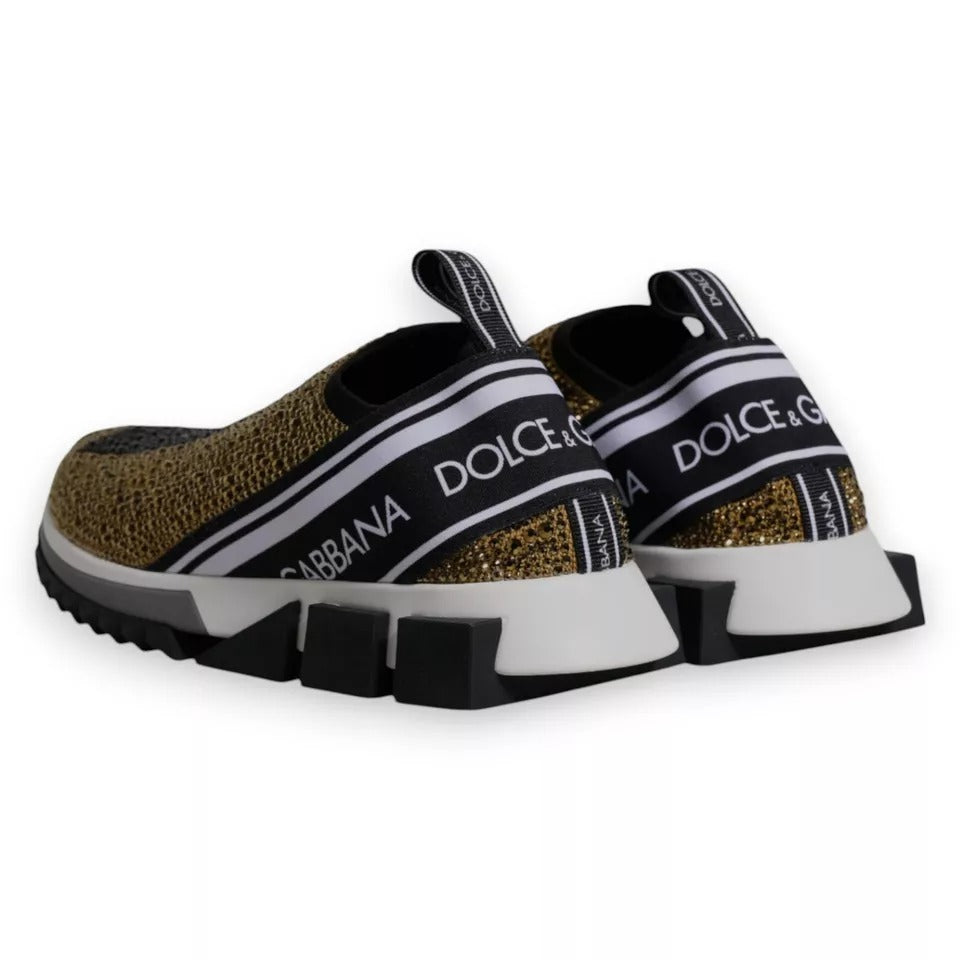 Dolce & Gabbana Gold Strass Sorrento Turnschuhe Schuhe-5