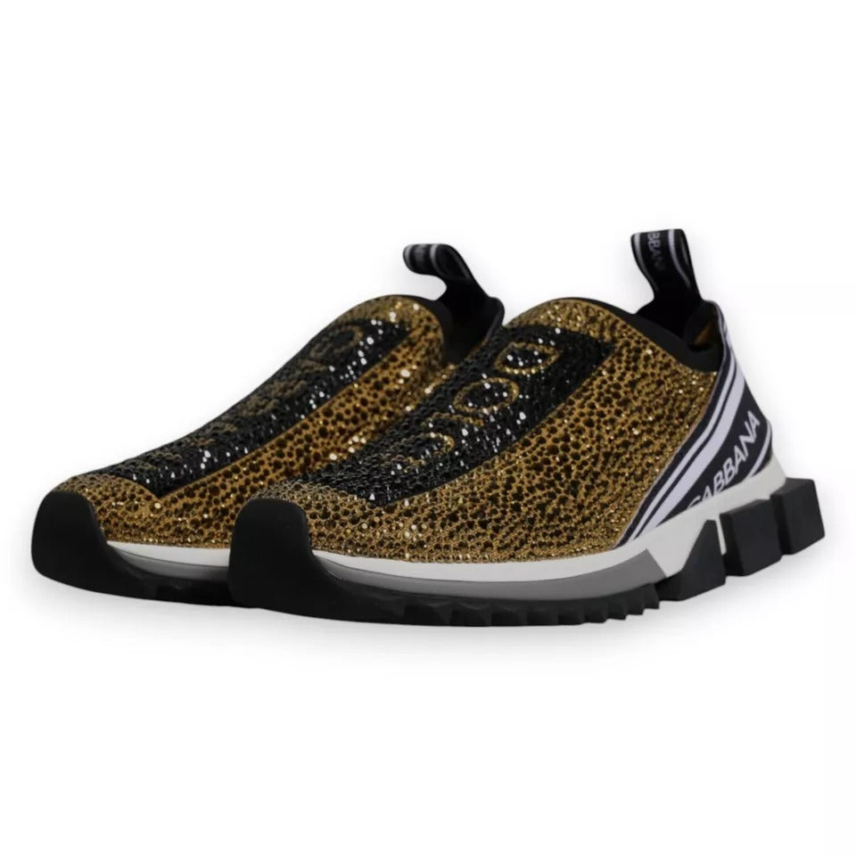 Dolce & Gabbana Gold Strass Sorrento Turnschuhe Schuhe-7