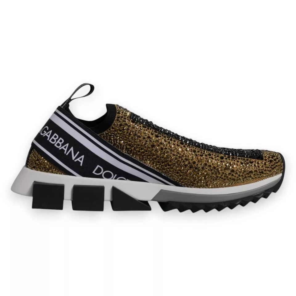 Dolce & Gabbana Gold Strass Sorrento Turnschuhe Schuhe-1