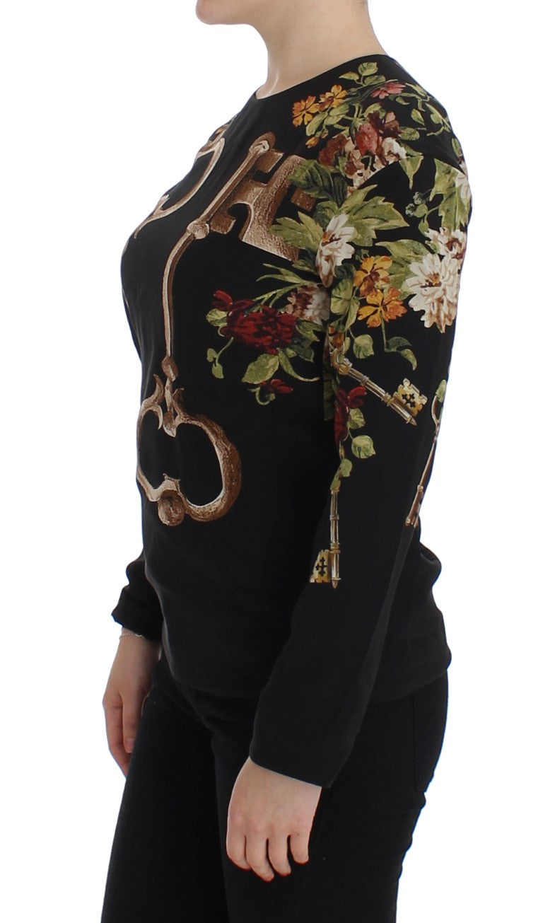 Blusa de seda negra con estampado floral de Dolce & Gabbana-2