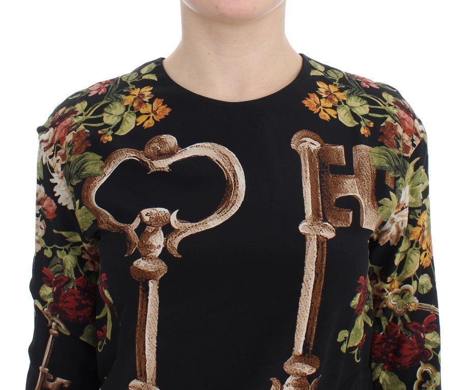Blusa de seda negra con estampado floral de Dolce & Gabbana-5