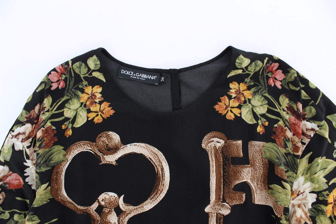 Blusa de seda negra con estampado floral de Dolce & Gabbana-6
