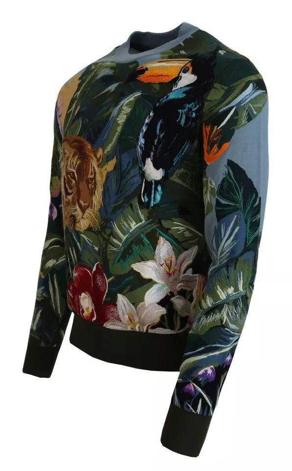 Dolce & Gabbana Jungle Wool Silk Sweater Logo Sweater-3