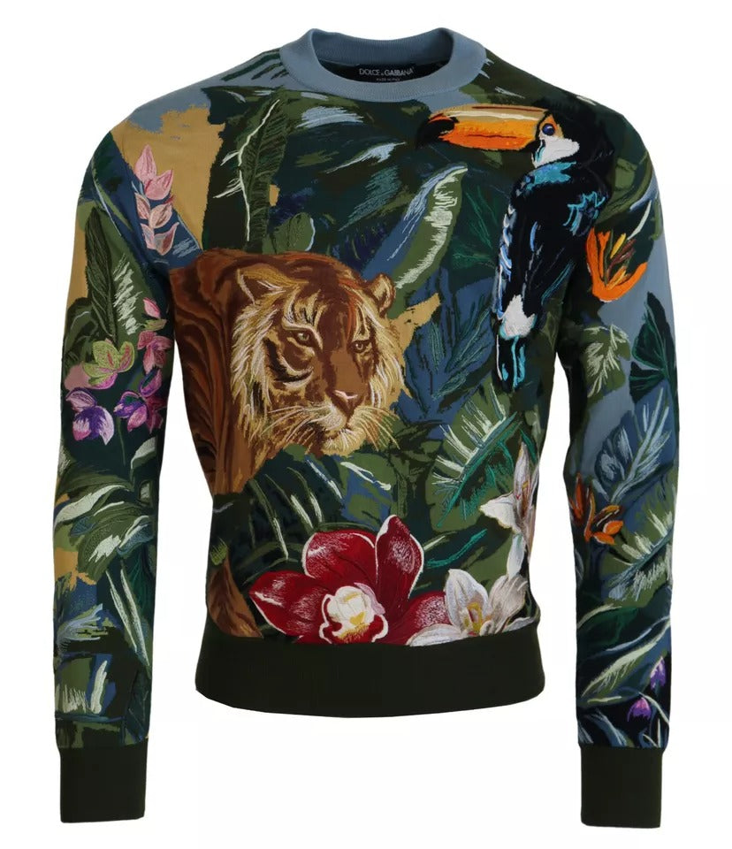 Dolce & Gabbana Jungle Wool Silk Sweater Logo Sweater-4
