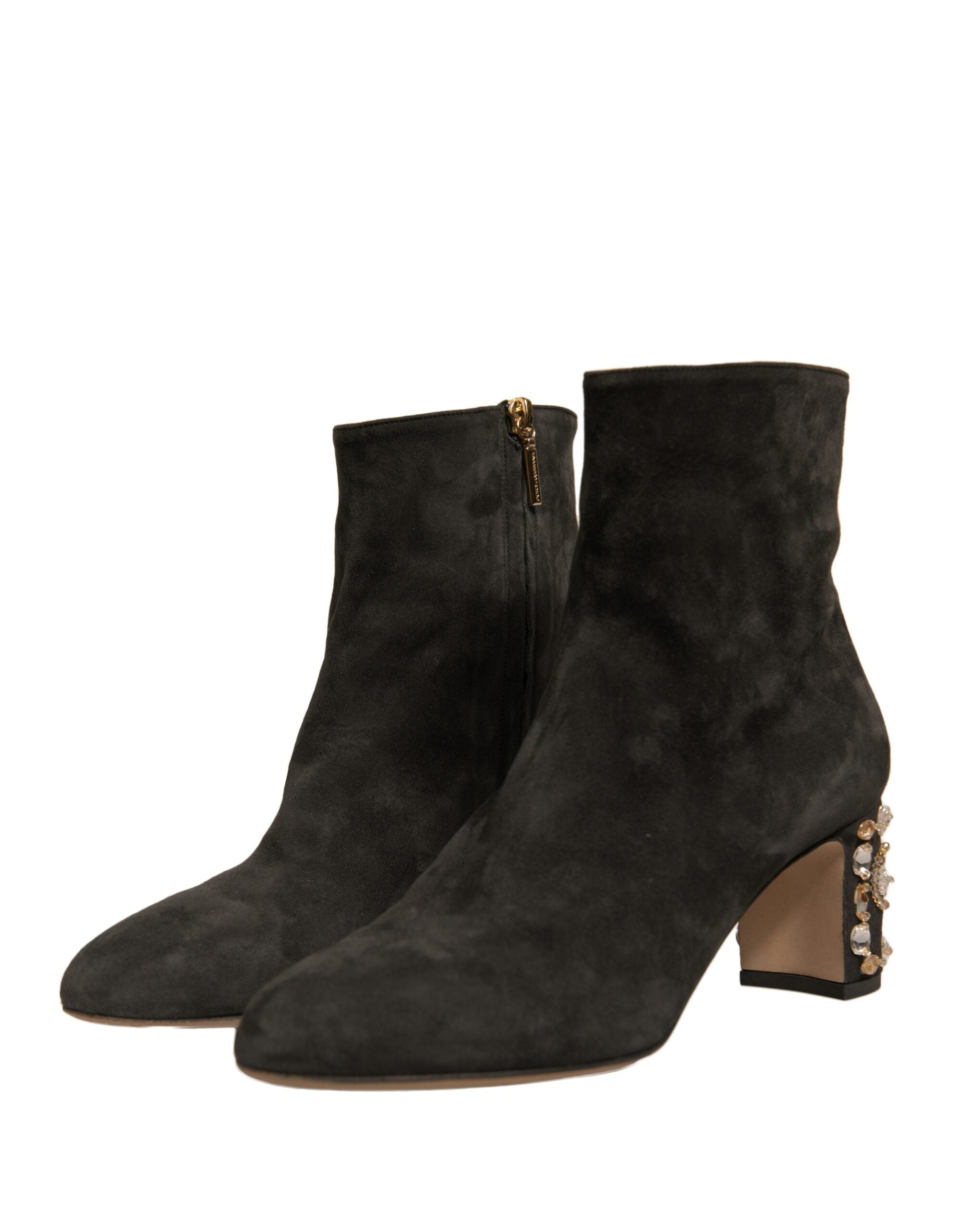 Dolce & Gabbana Schwarze verschönerte Absatzstiefel Schuhe-3