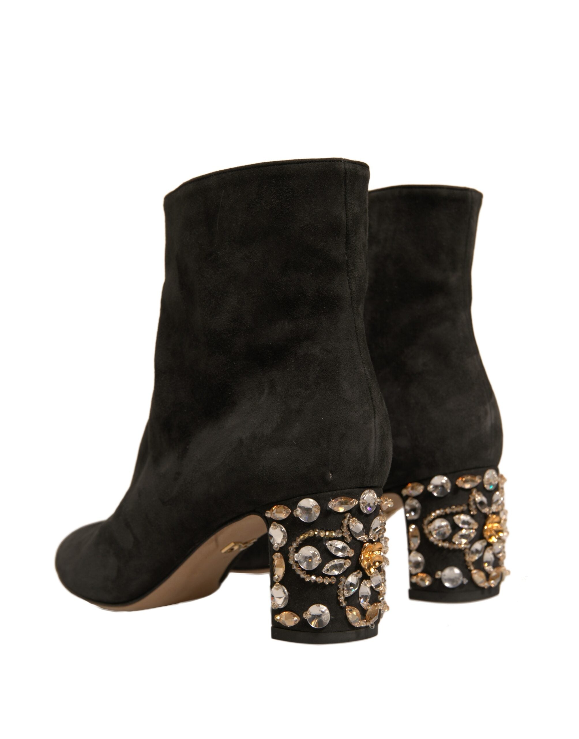Dolce & Gabbana Schwarze verschönerte Absatzstiefel Schuhe-4