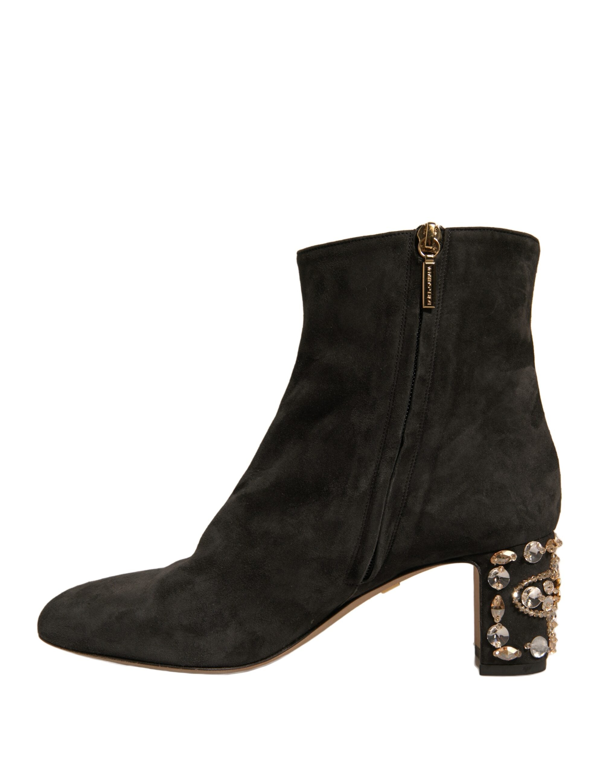 Dolce & Gabbana Schwarze verschönerte Absatzstiefel Schuhe-5
