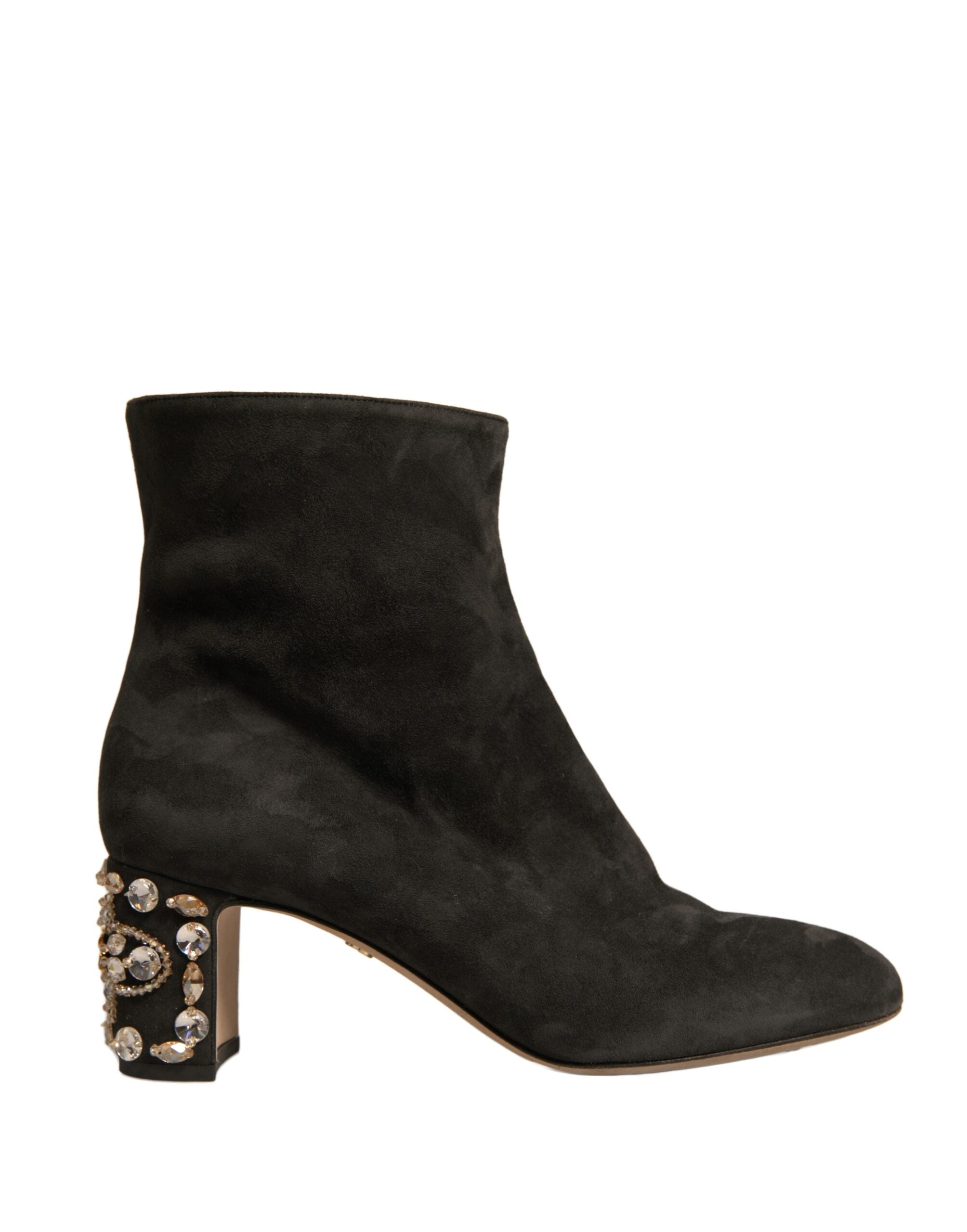 Dolce & Gabbana Schwarze verschönerte Absatzstiefel Schuhe-1