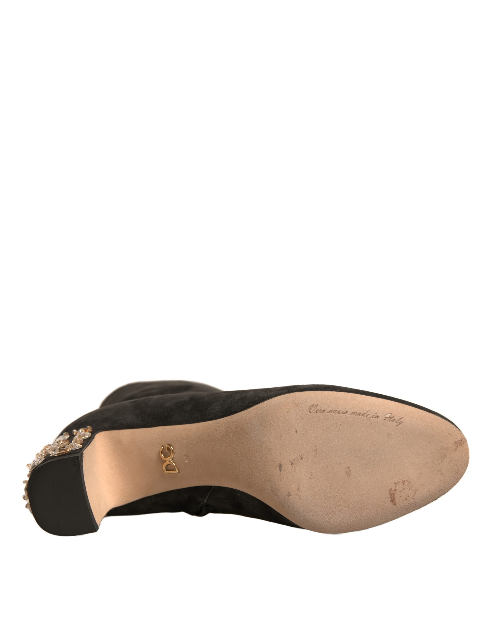 Dolce & Gabbana Schwarze verschönerte Absatzstiefel Schuhe-6