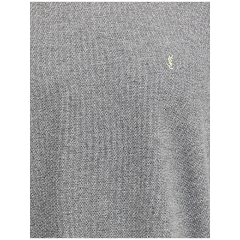 Saint Laurent Grey Cotton T-Shirt in Oversize-3