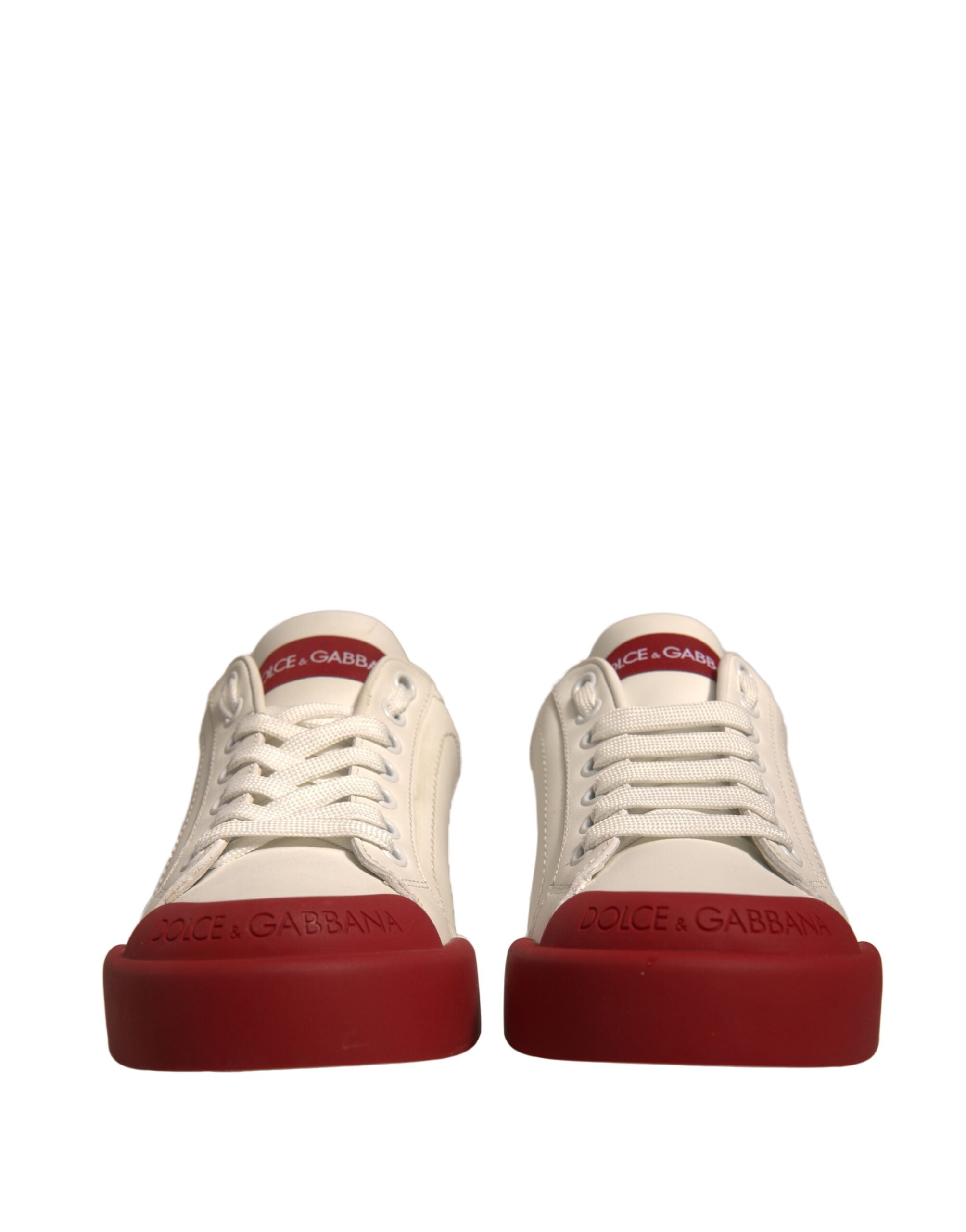Zapatos Dolce & Gabbana, zapatillas Portofino de piel blanca con logo-2