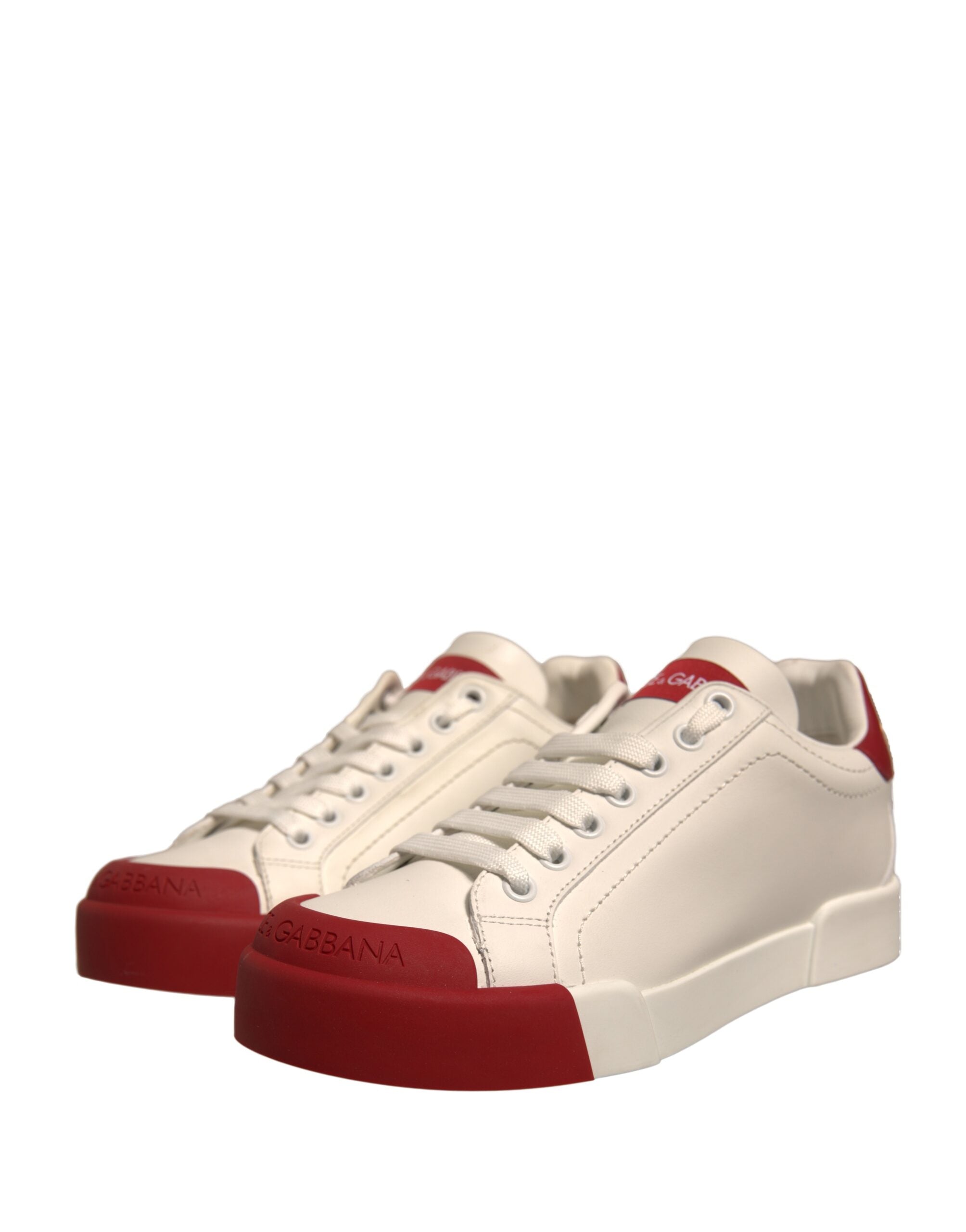 Zapatos Dolce & Gabbana, zapatillas Portofino de piel blanca con logo-3