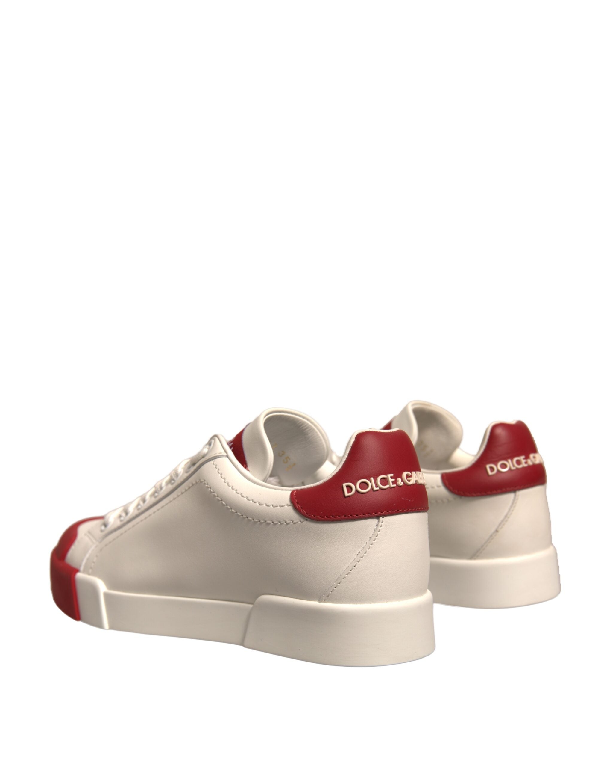 Zapatos Dolce & Gabbana, zapatillas Portofino de piel blanca con logo-4