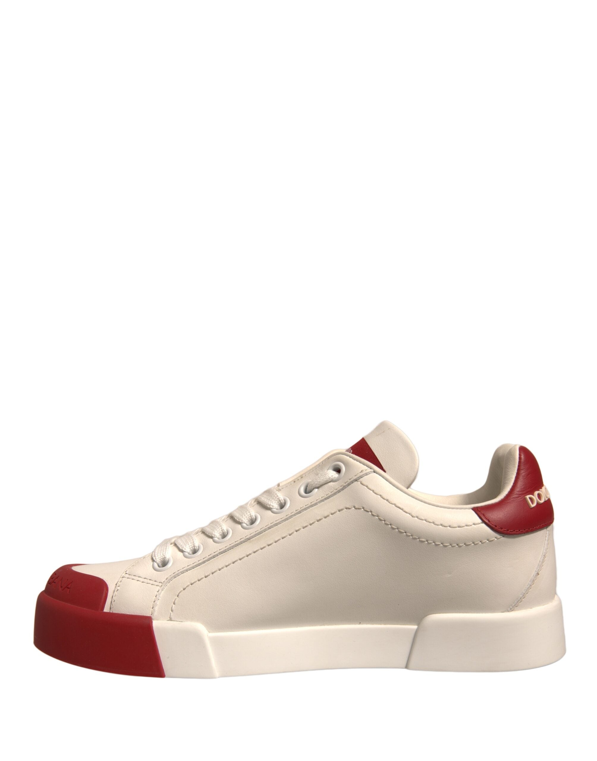 Zapatos Dolce & Gabbana, zapatillas Portofino de piel blanca con logo-5