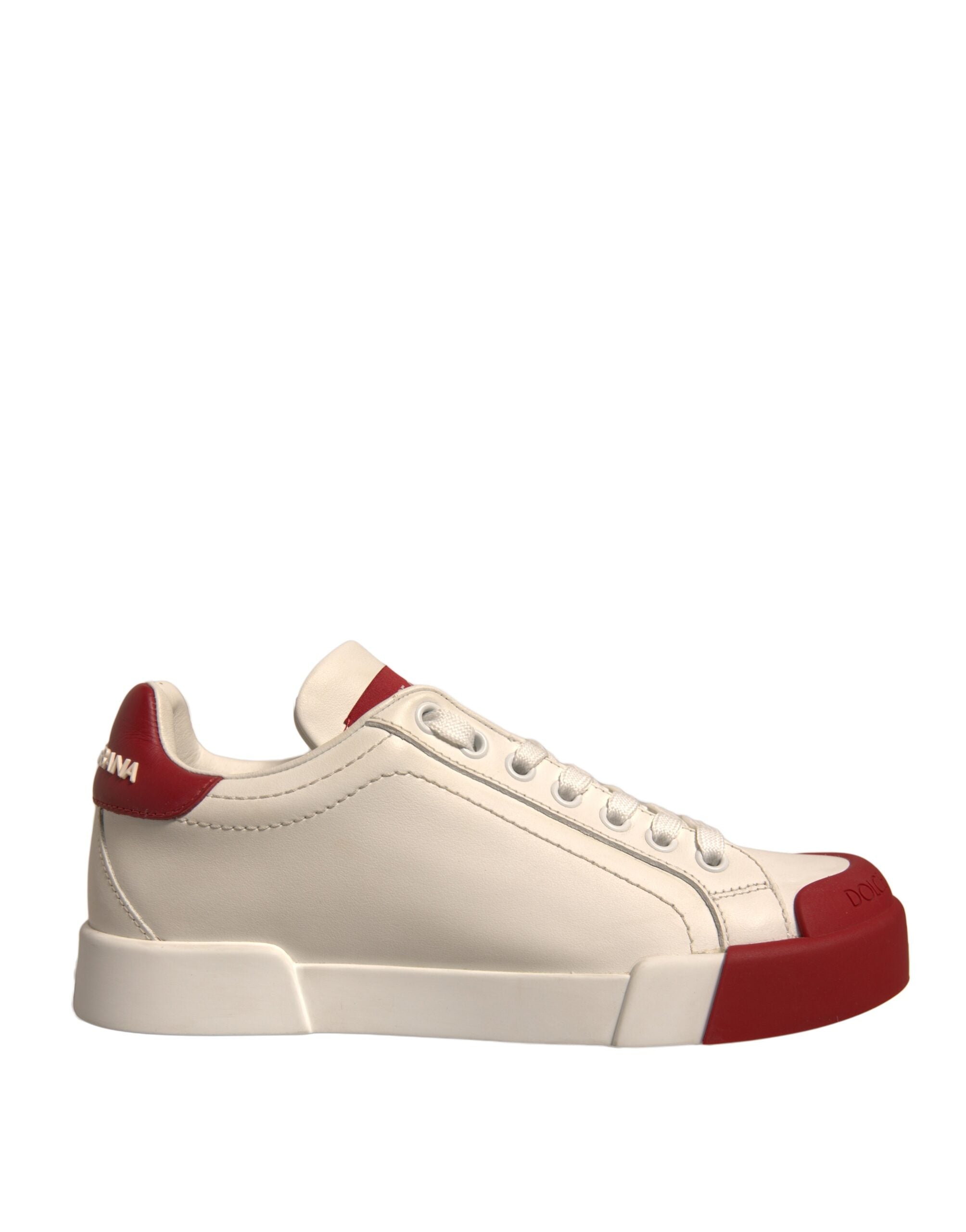 Zapatos Dolce & Gabbana, zapatillas Portofino de piel blanca con logo-1