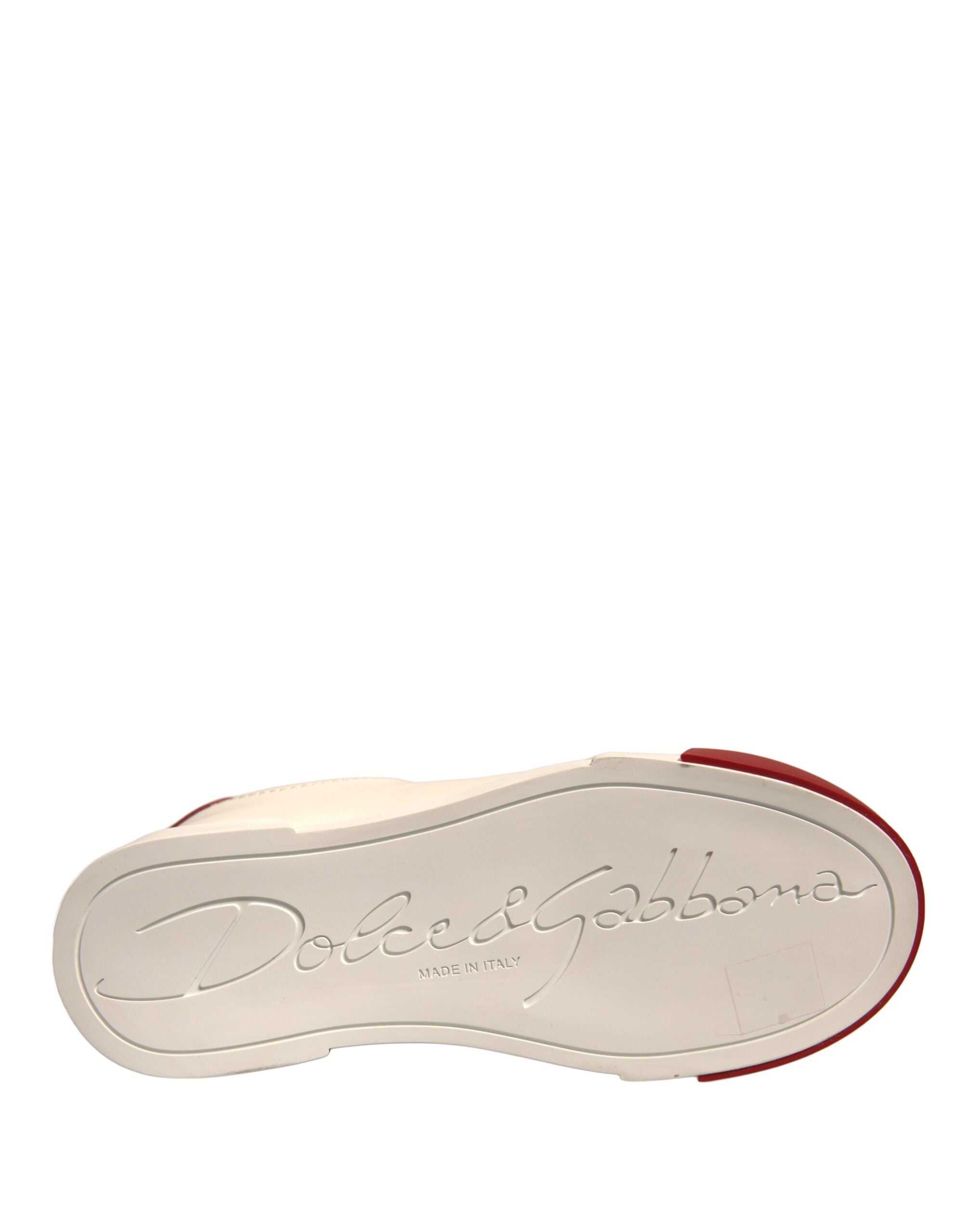 Zapatos Dolce & Gabbana, zapatillas Portofino de piel blanca con logo-6