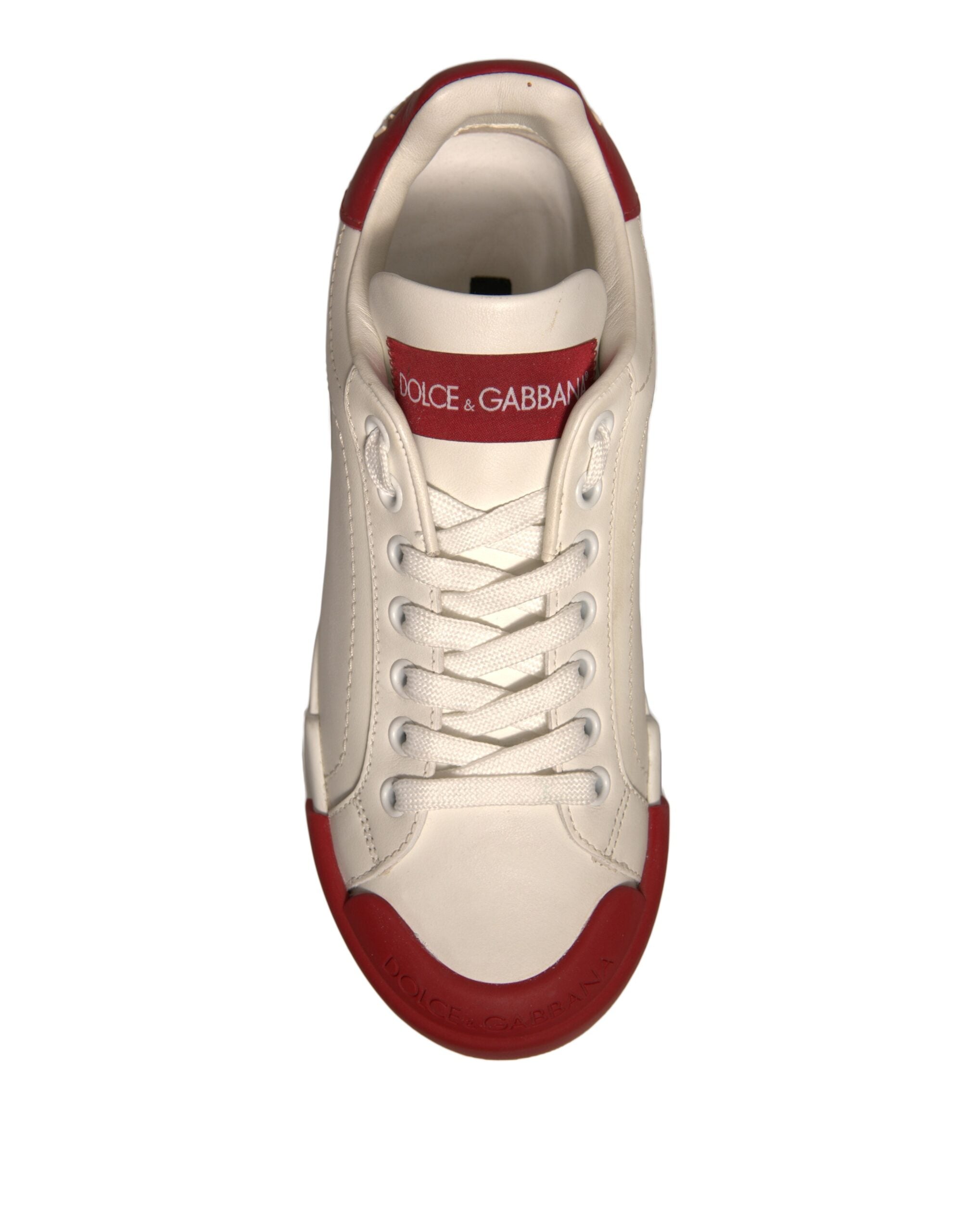 Zapatos Dolce & Gabbana, zapatillas Portofino de piel blanca con logo-7