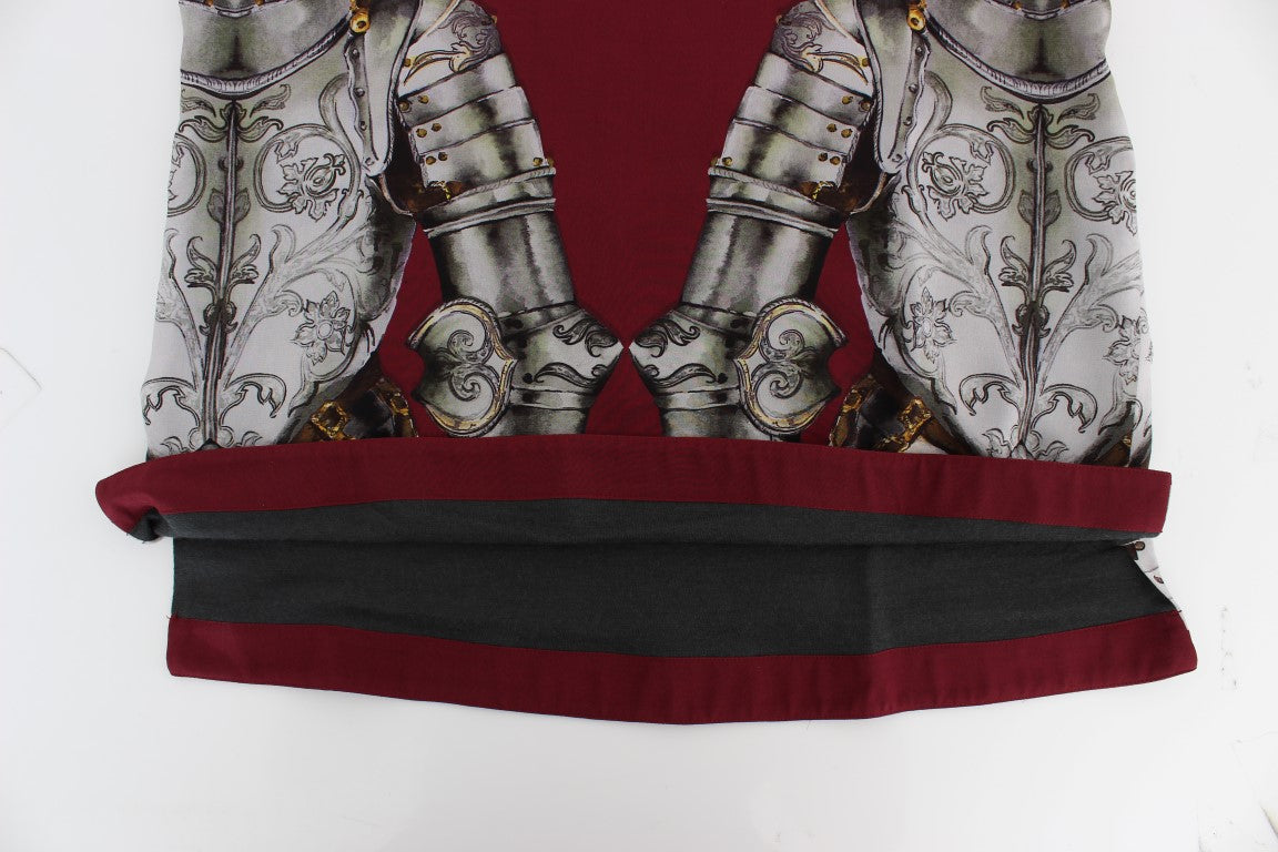Dolce & Gabbana Red Knight Print Silk Blouse T-Shirt-7
