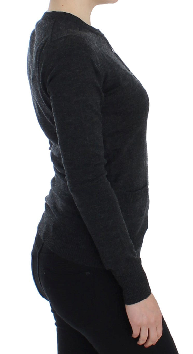 Dolce & Gabbana grey wool sweater with button placket-4