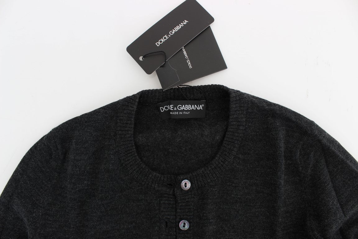 Dolce & Gabbana grey wool sweater with button placket-6