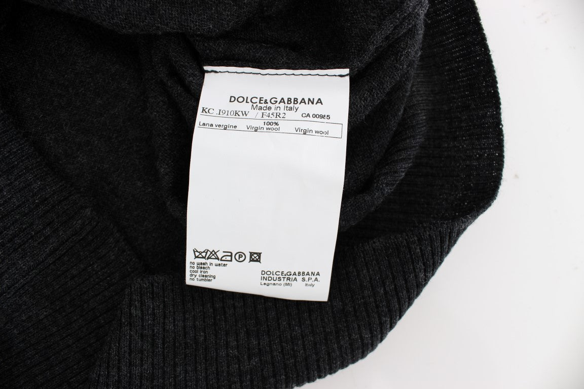 Dolce & Gabbana grey wool sweater with button placket-8