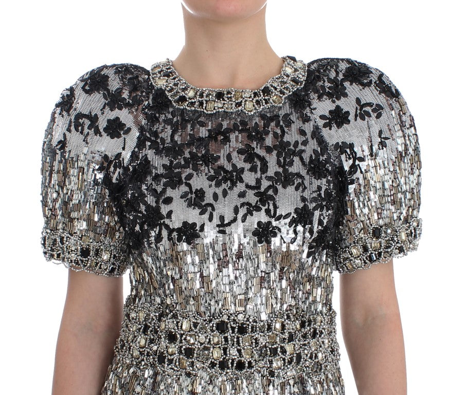 Dolce & Gabbana Crystal Silver Runway Handcrafted Dress-5