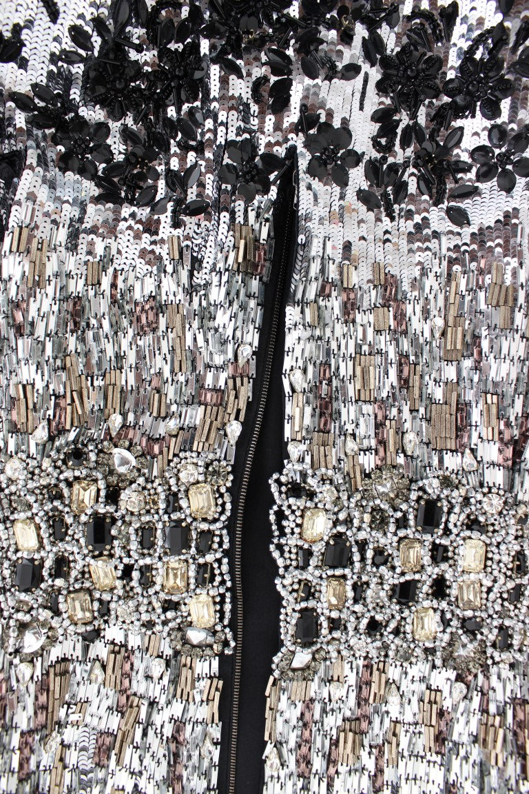Dolce & Gabbana Crystal Silver Runway Handcrafted Dress-6
