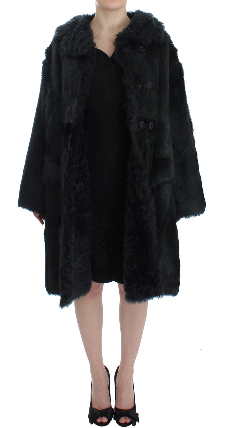 Dolce & Gabbana Black Goat Fur Shearling Long Jacket Coat-7