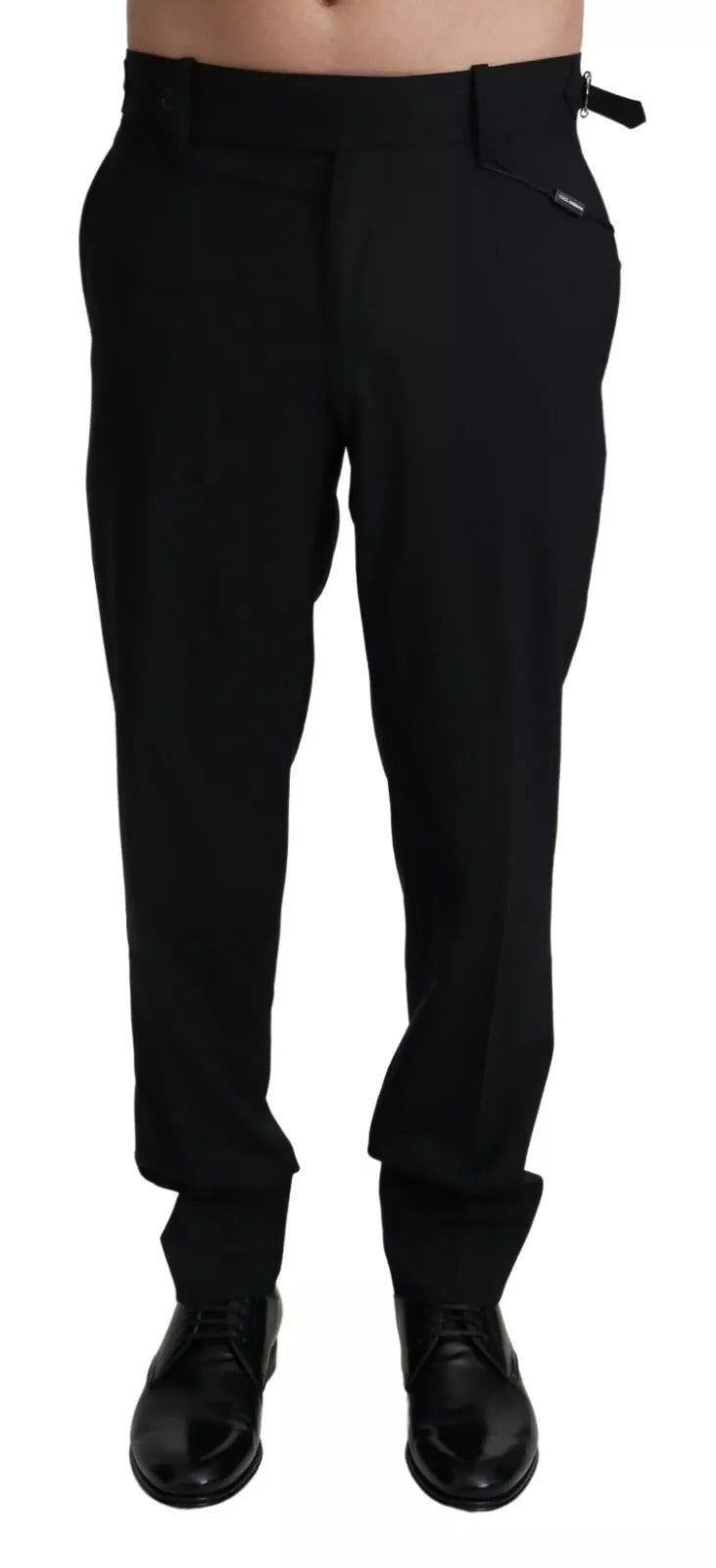 Dolce & Gabbana Black Wool Stretch Dress Trouser Pants-1