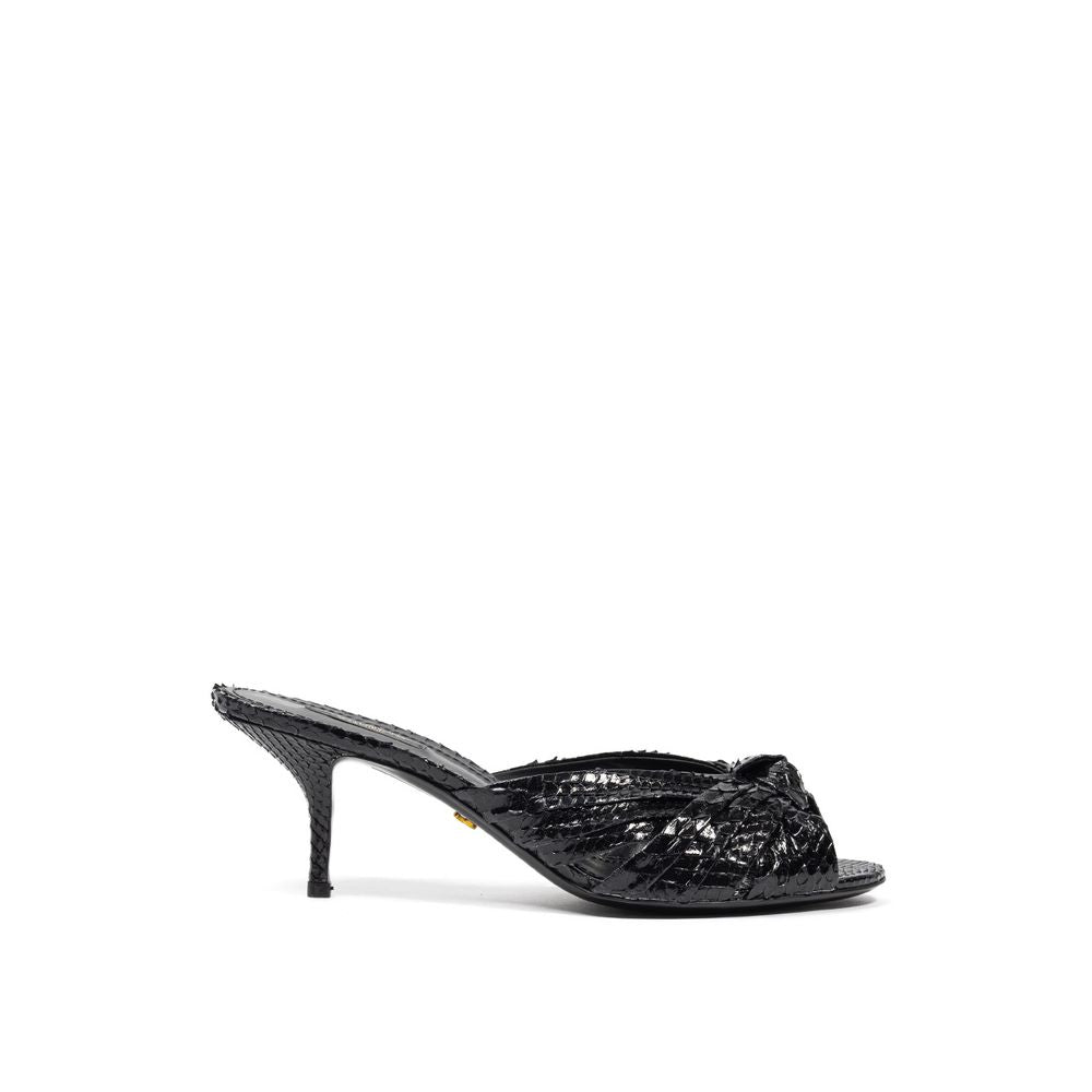 Sandalias Dolce & Gabbana con estampado de piel de serpiente y tacón de plataforma en color negro-1