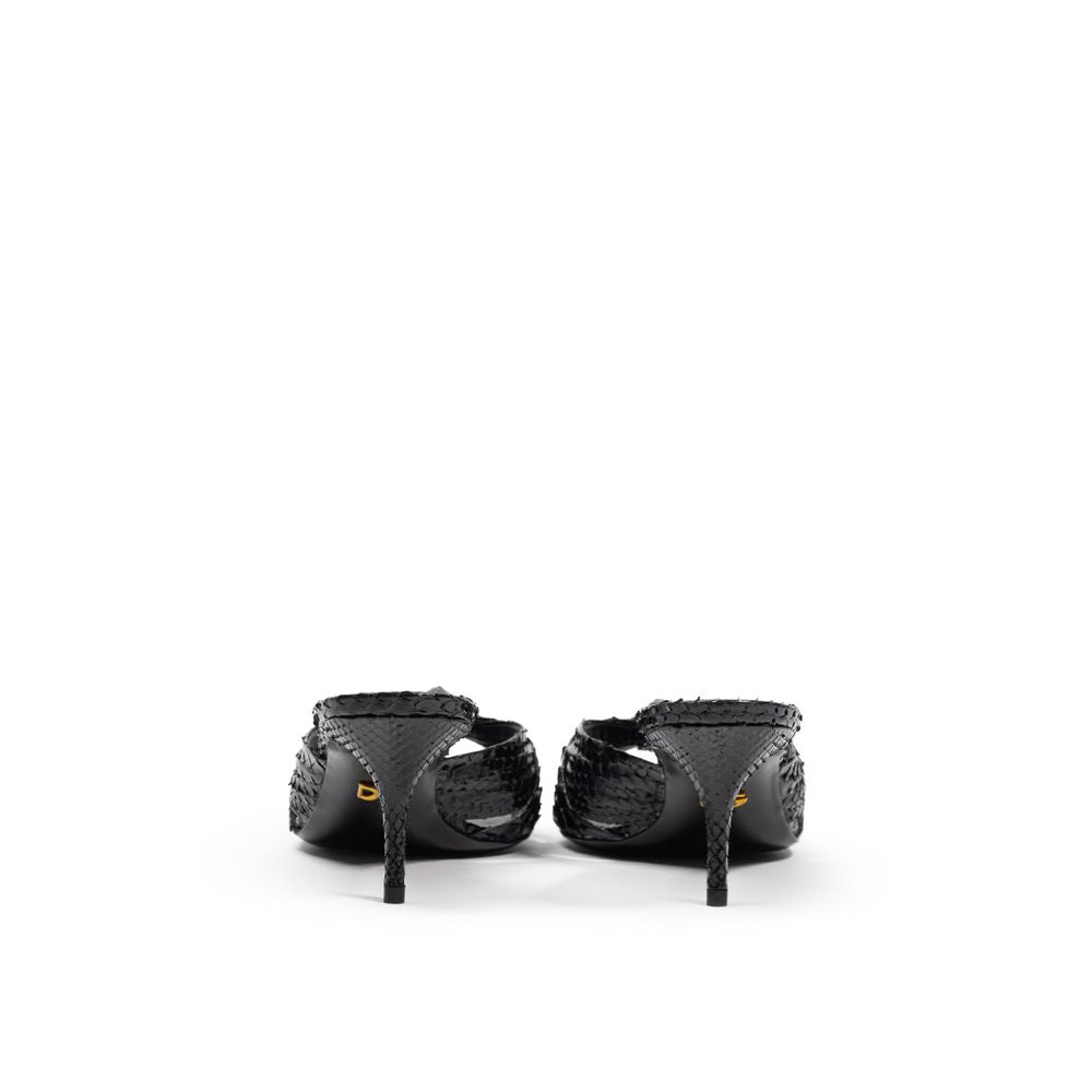 Sandalias Dolce & Gabbana con estampado de piel de serpiente y tacón de plataforma en color negro-3