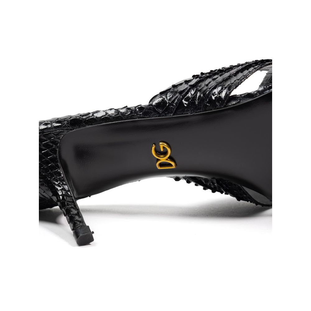 Sandalias Dolce & Gabbana con estampado de piel de serpiente y tacón de plataforma en color negro-6