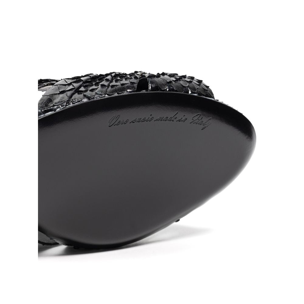 Sandalias Dolce & Gabbana con estampado de piel de serpiente y tacón de plataforma en color negro-7