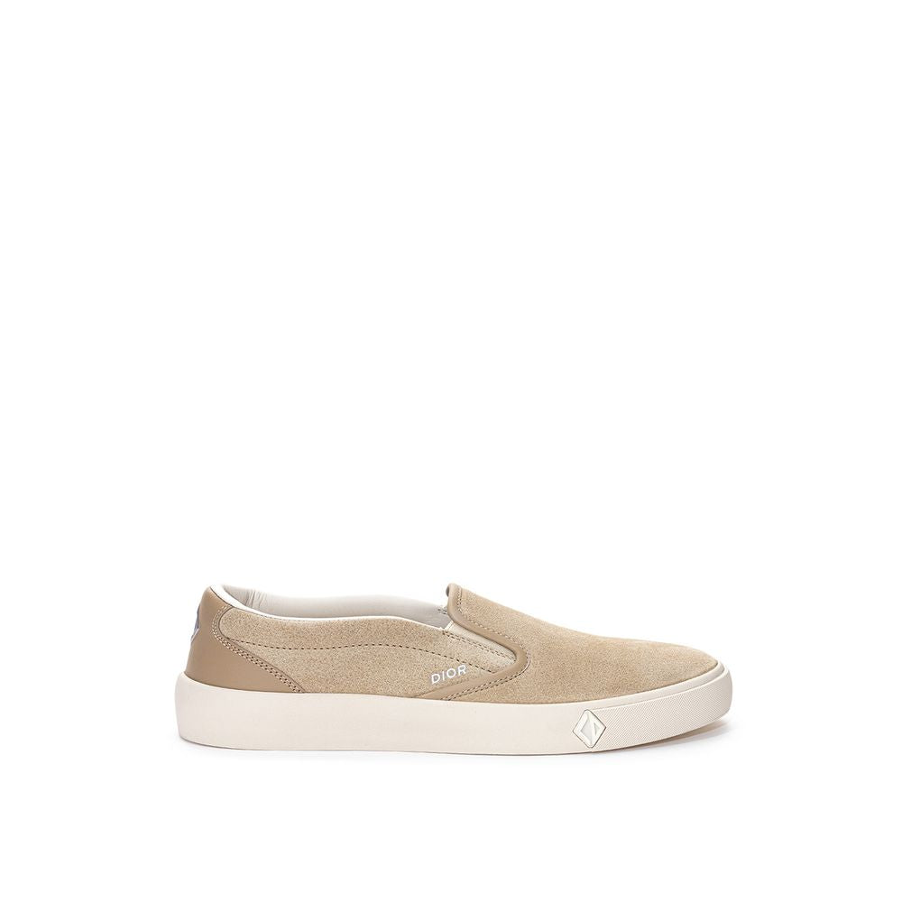 Dior beige leather slip-on loafers