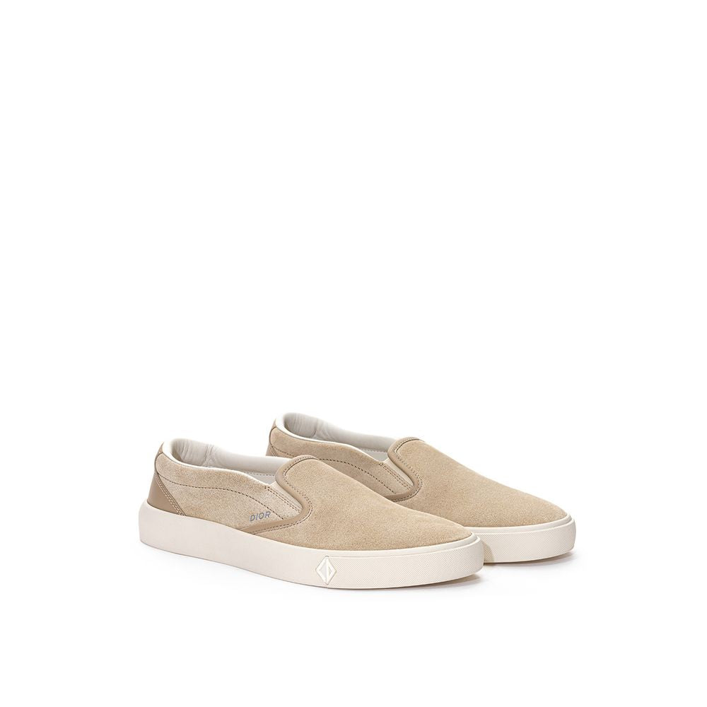 Dior beige leather slip-on loafers-2