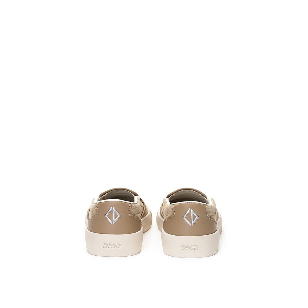 Dior beige leather slip-on loafers-3
