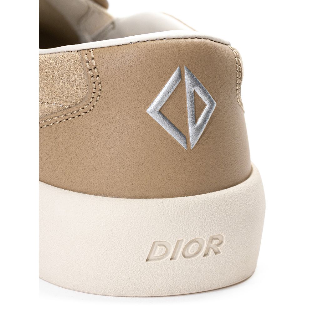 Dior beige leather slip-on loafers-4