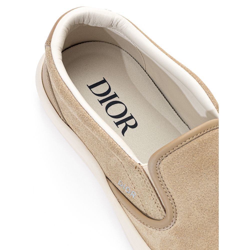 Dior beige leather slip-on loafers-5