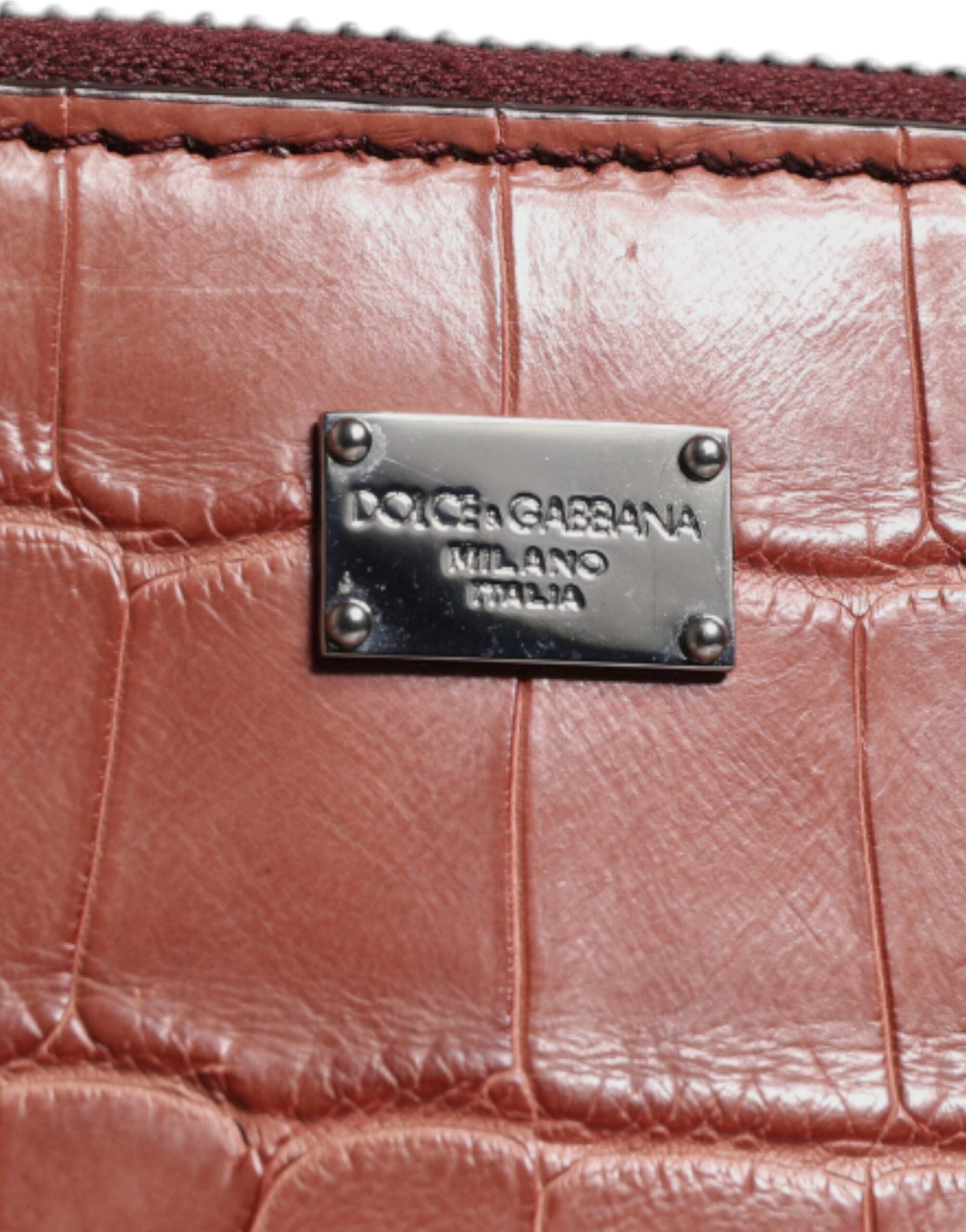 Dolce & Gabbana Bordeaux Krokoleder Logo-Plakette Herren Aktentasche Tasche-3