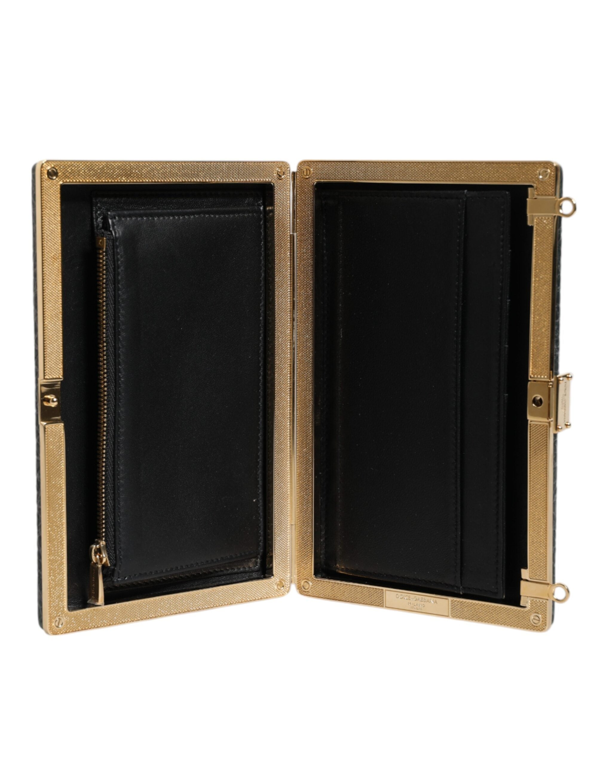 Dolce & Gabbana Black Leather Clutch Evening Crossbody Bag-7