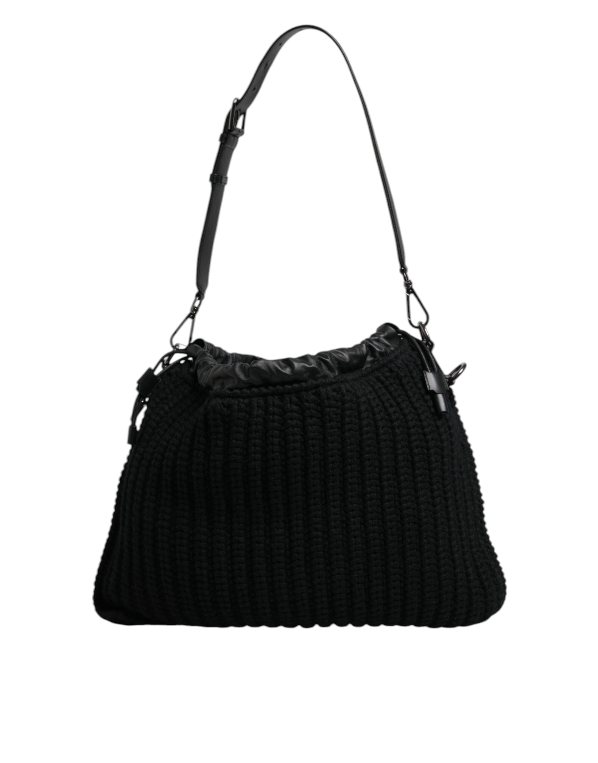 Dolce & Gabbana black leather shoulder bag with cashmere knit-1