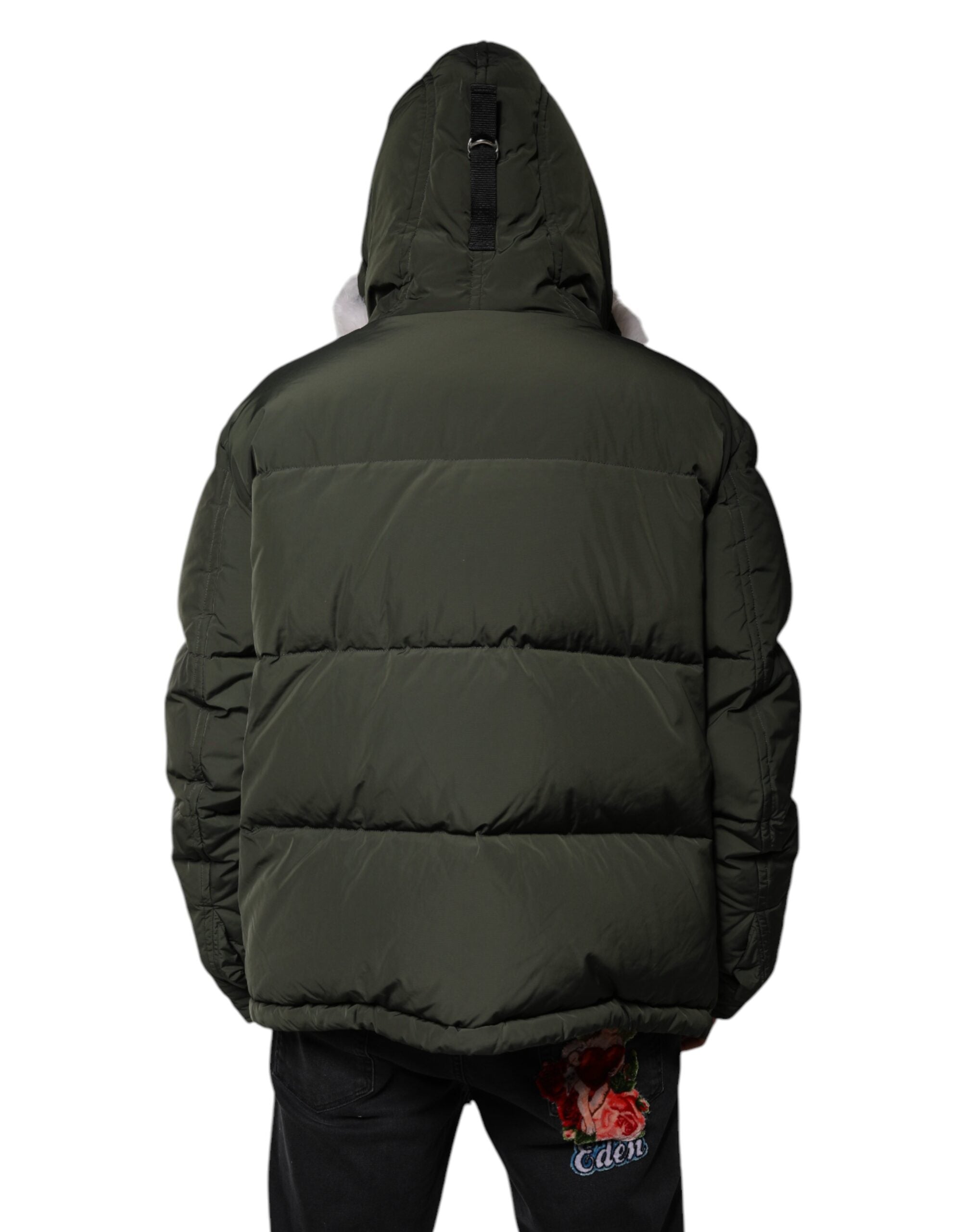 Dsquared² Green hooded jacket with long sleeves made of fur and shearling-4