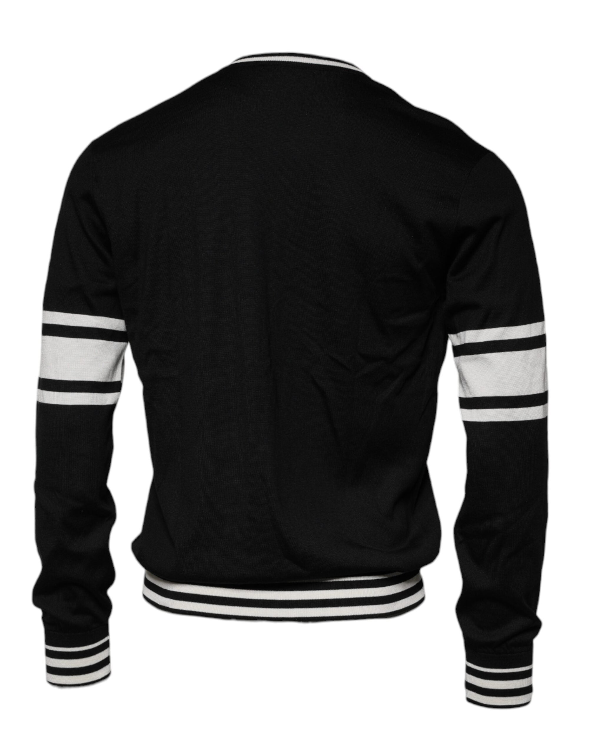 Dolce & Gabbana black and white guitar silk sweater with round neck-2