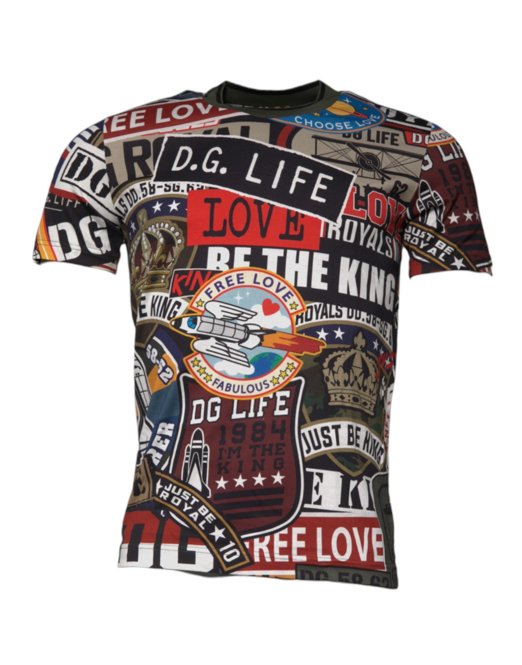 Camiseta Dolce & Gabbana de algodón multicolor con cuello redondo y estampado gráfico-1