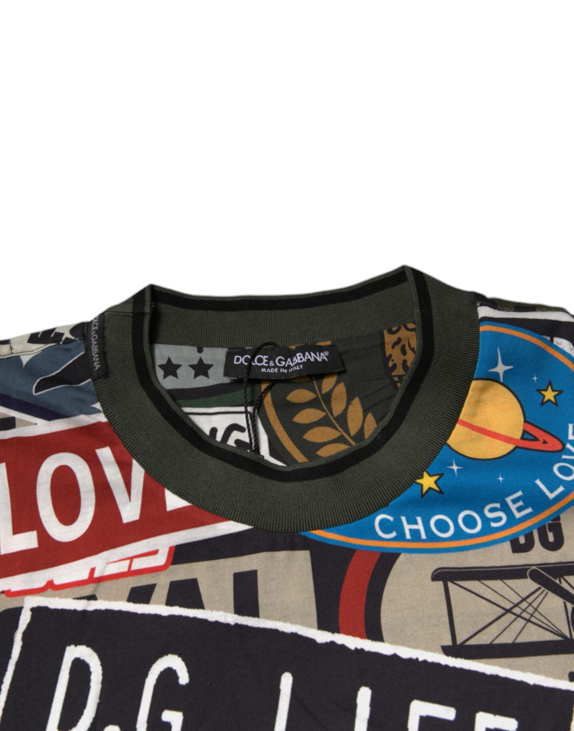 Camiseta Dolce & Gabbana de algodón multicolor con cuello redondo y estampado gráfico-5