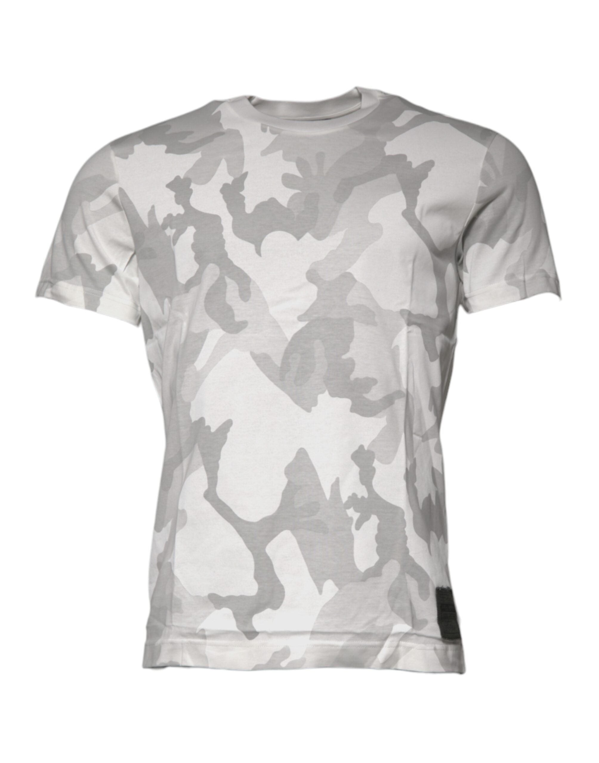 Camiseta de algodón con cuello redondo y estampado de camuflaje blanco y gris de Dolce & Gabbana-2