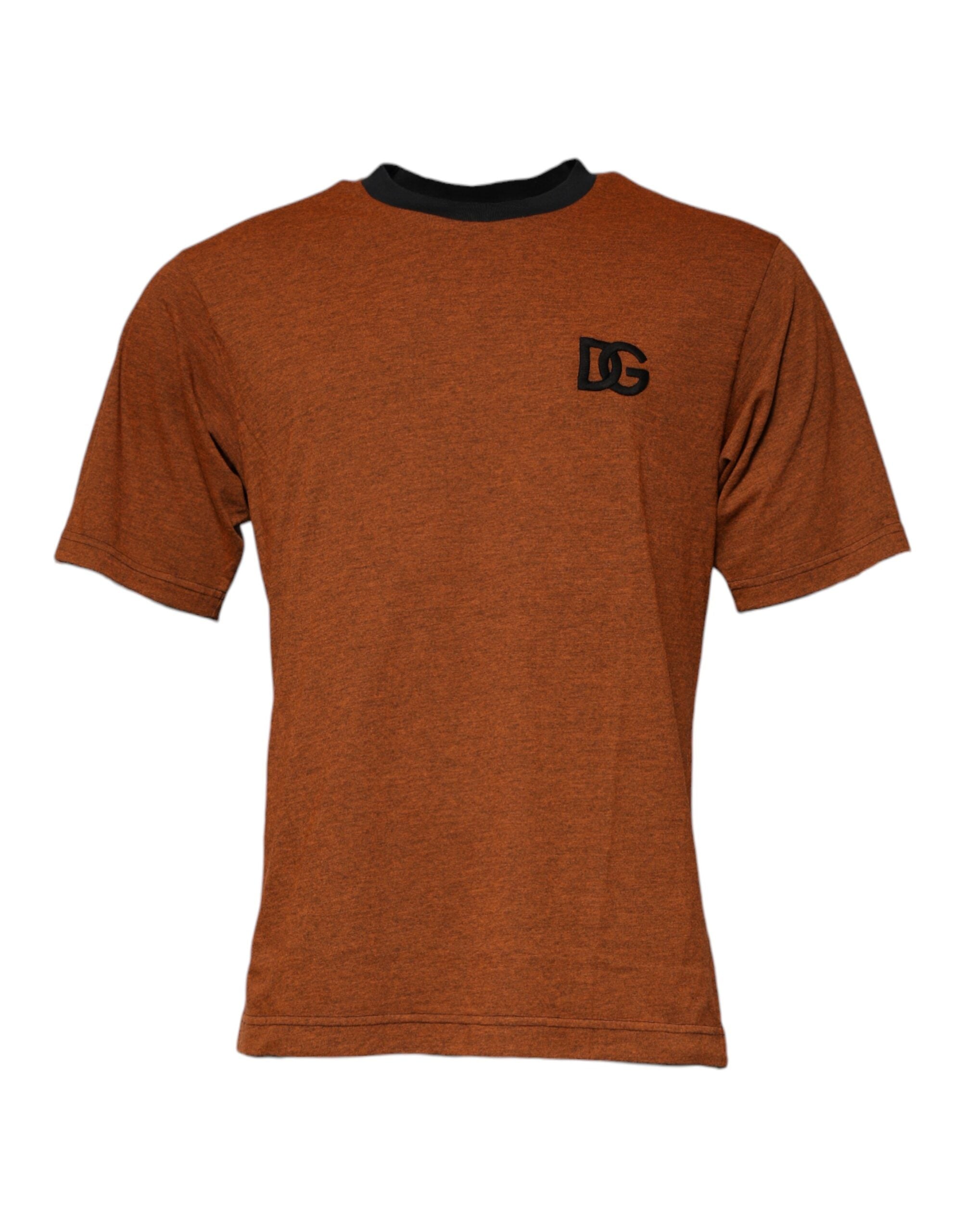 Dolce & Gabbana Brown DG Logo Polyester T-Shirt with Round Neck-1