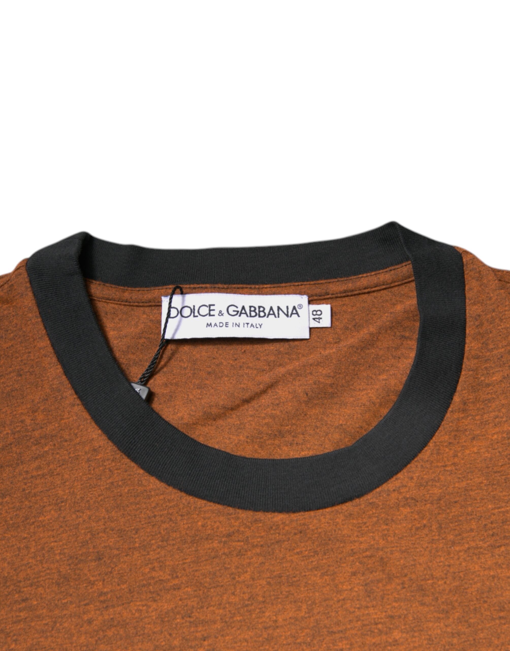 Dolce & Gabbana Brown DG Logo Polyester T-Shirt with Round Neck-5