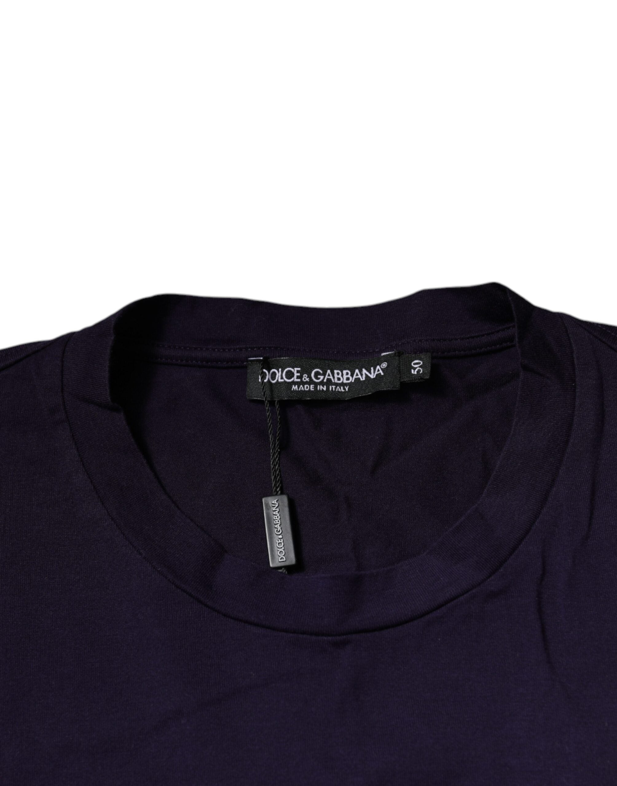 Camiseta de algodón con cuello redondo y logo DG de Dolce & Gabbana Lila-5